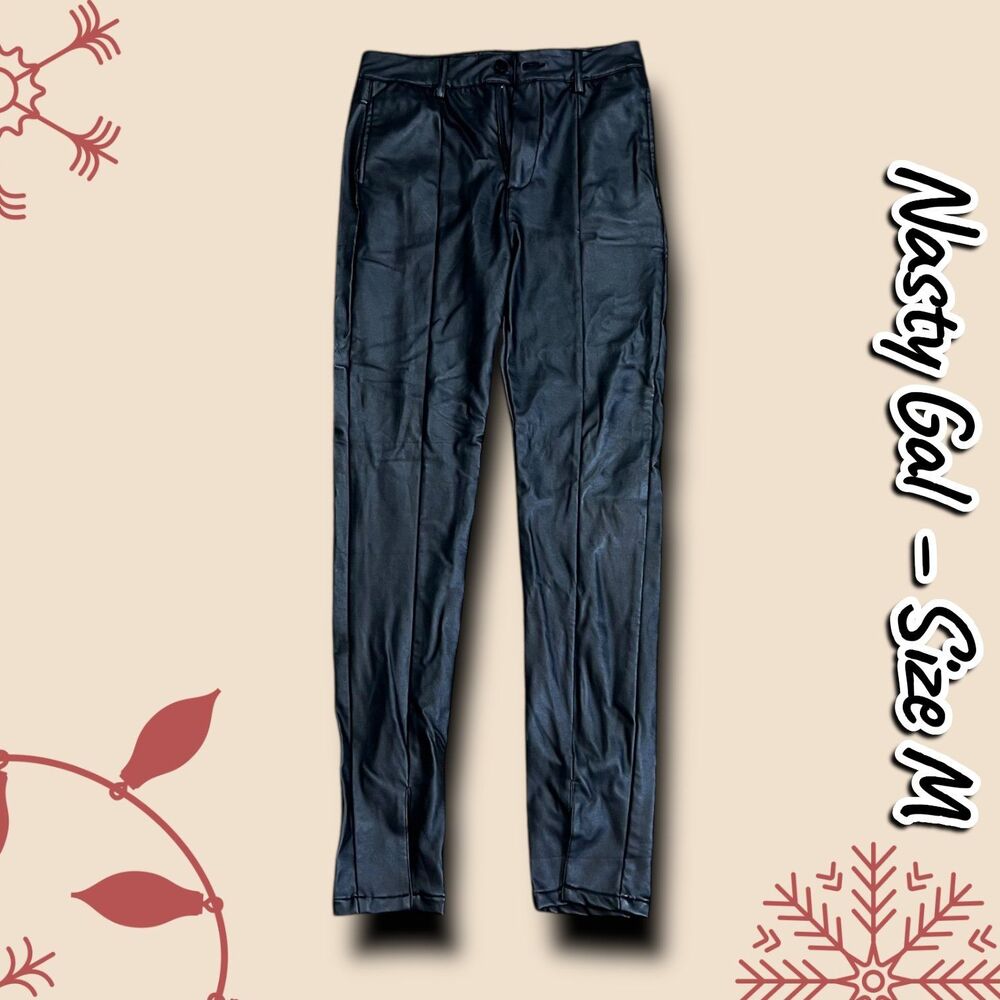 Pre-Owned Nasty Gal Black Faux Leather Pants – Size M